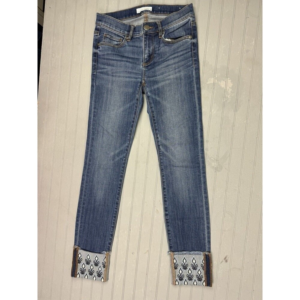 Loft Size 00 24 Womens Jeans Modern Skinny Rolled Hem Low Rise Med Wash Stretch